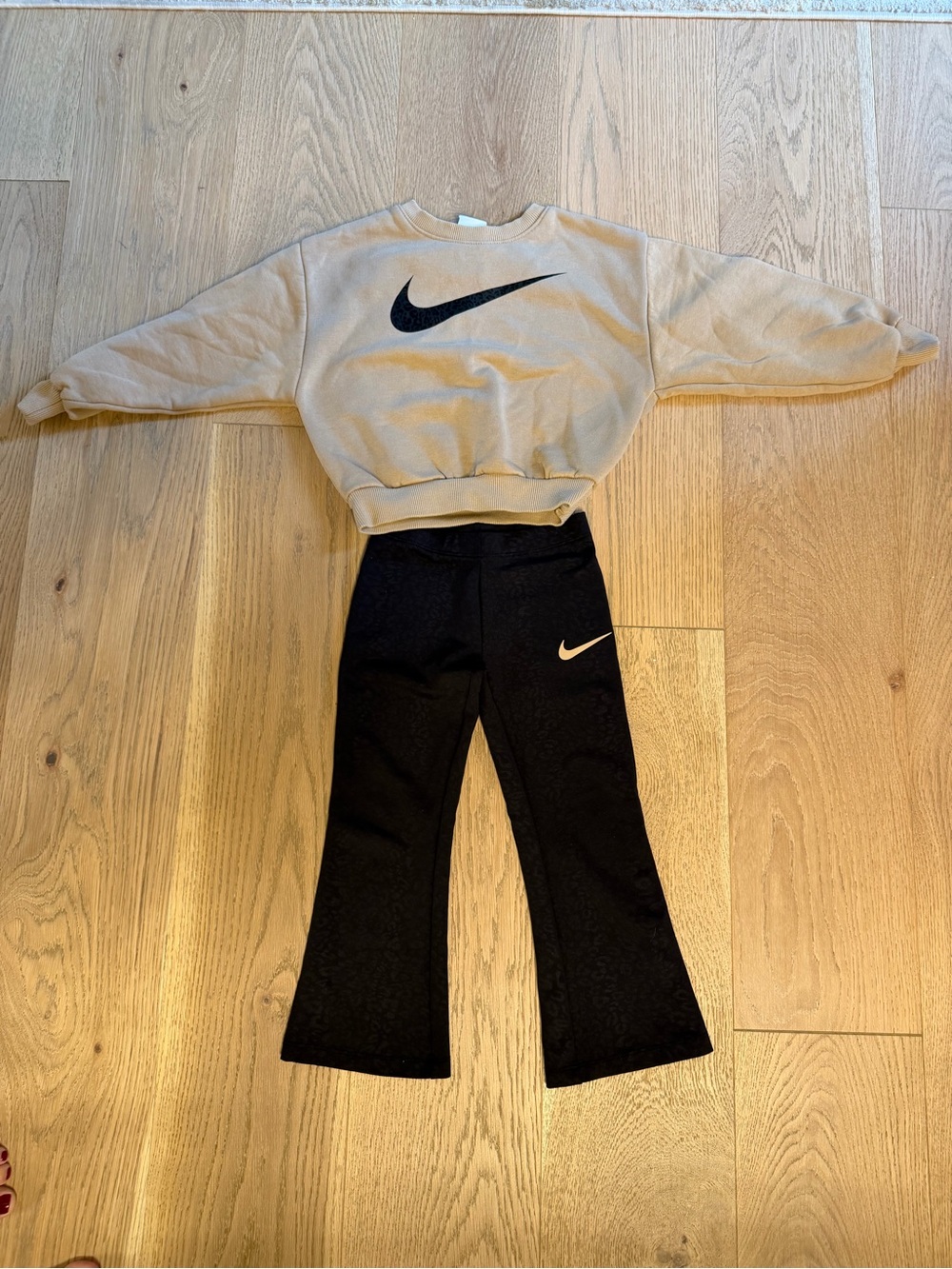 Nike Kids Black Flared Leggings with White Swoosh Size 4-5T